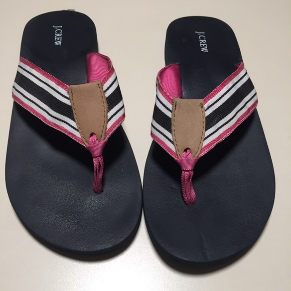 J. Crew Shoes - J. Crew Striped Pink Black Flip Flop Rubber Sandal